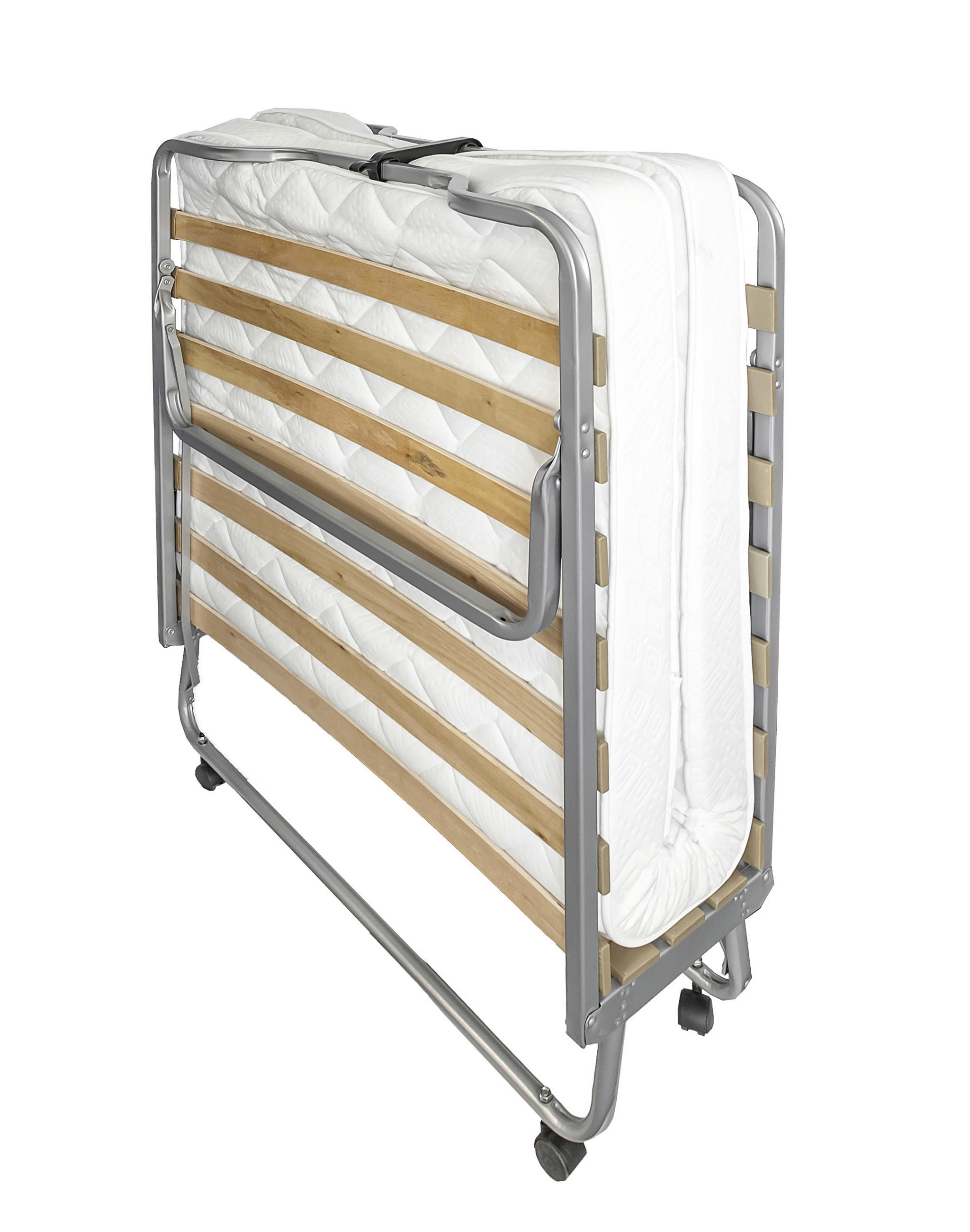 KLAPPBETT 90/204 cm Weiß, Alufarben  - Alufarben/Weiß, Basics, Textil/Metall (90/204cm) - MID.YOU