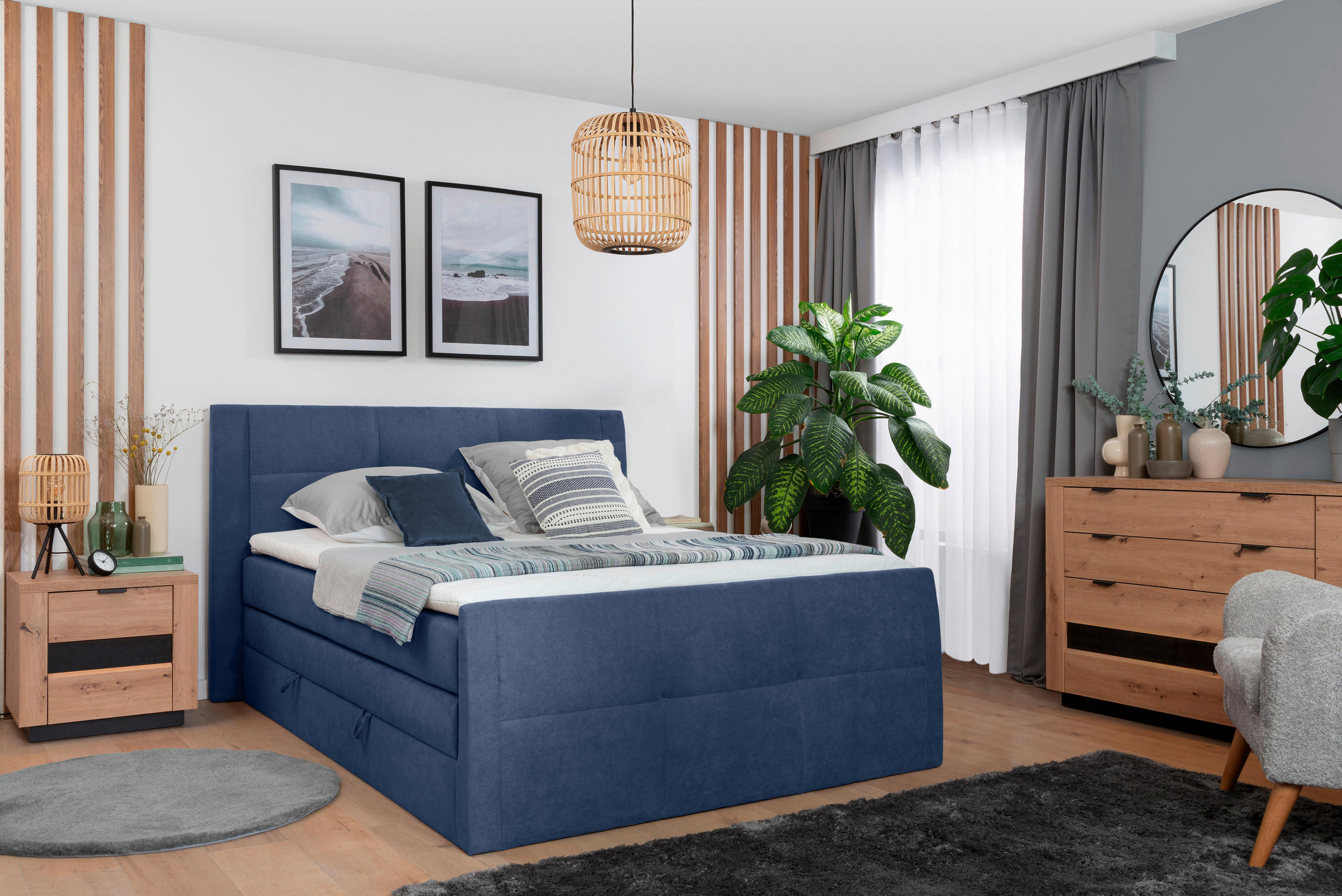 BOXSPRINGBETT 120/200 cm  in Blau  - Blau/Schwarz, KONVENTIONELL, Kunststoff/Textil (120/200cm) - Boxxx