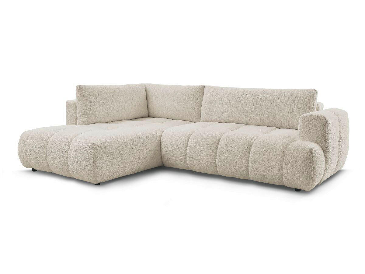 ECKSCHLAFSOFA FUJI Bouclé Beige  inkl.  - Beige/Schwarz, MODERN, Kunststoff/Textil (282/204cm)
