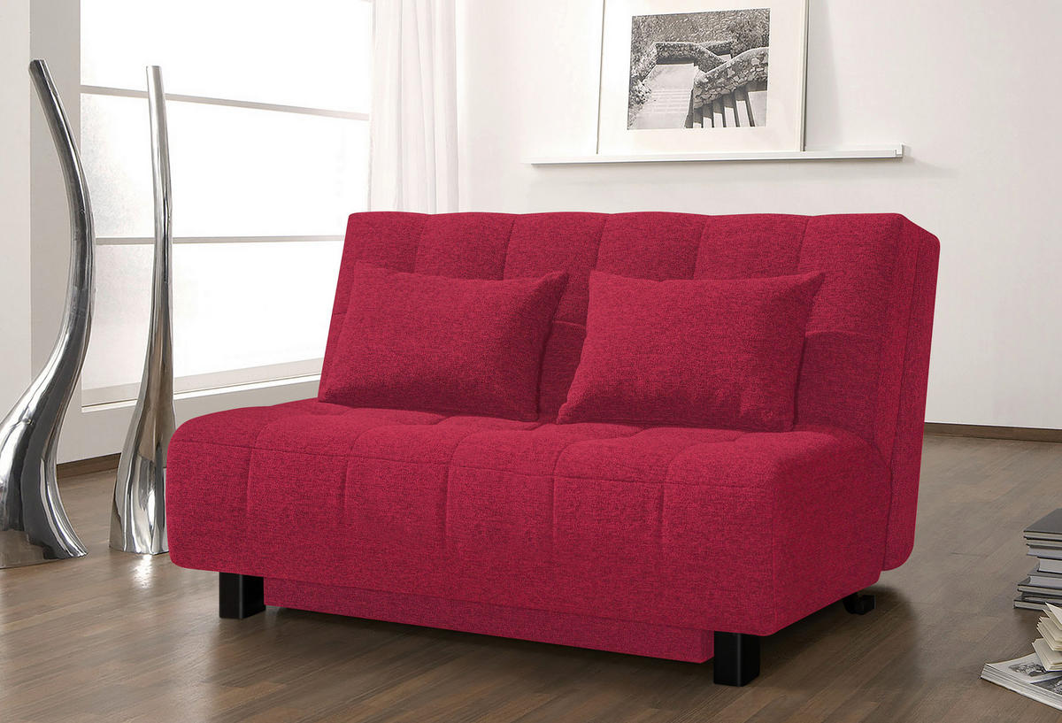 SCHLAFSOFA in Textil Rot  - Rot/Schwarz, Design, Textil/Metall (145/92/102cm) - Novel