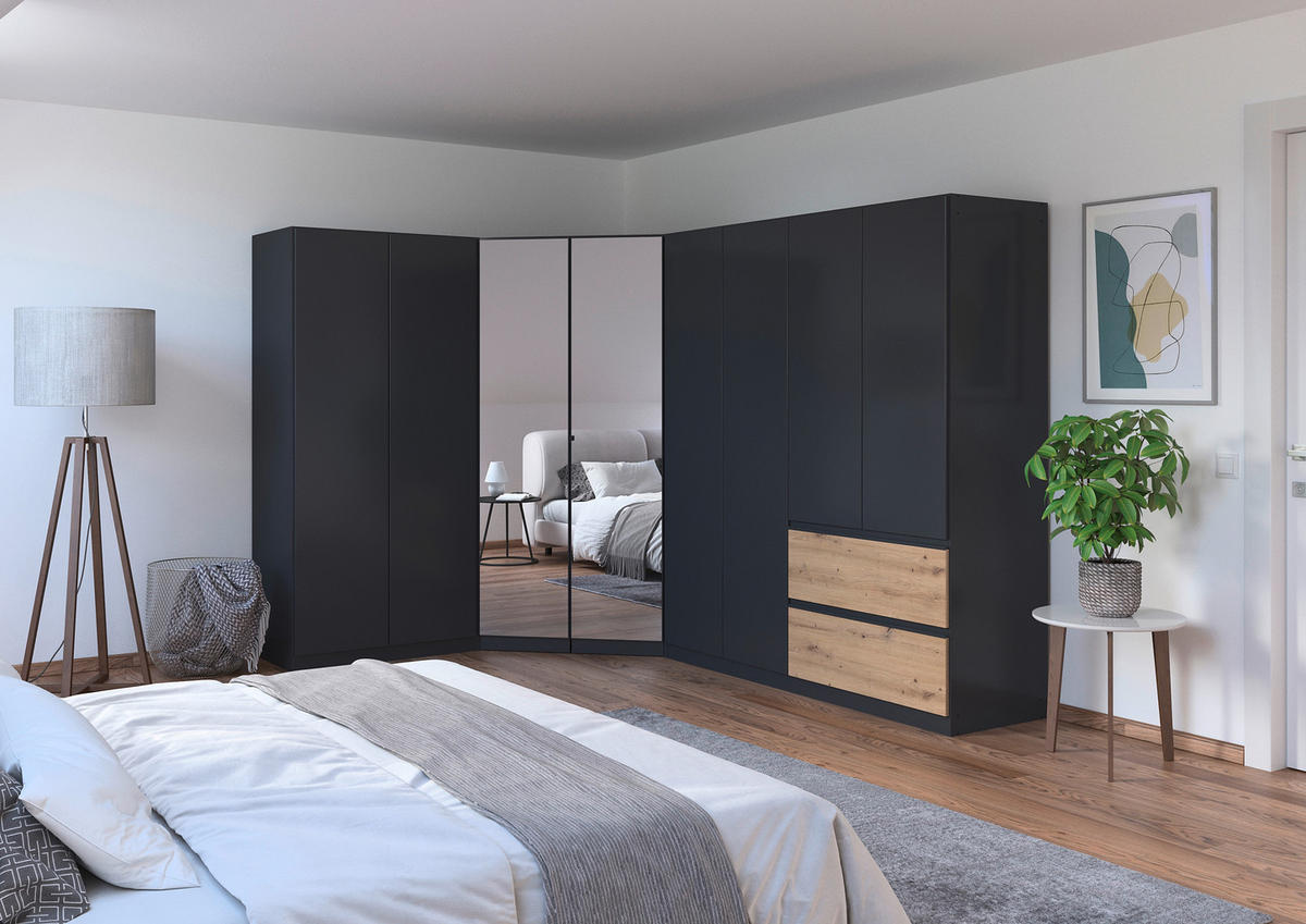 ECKKLEIDERSCHRANK 208/197/298 cm Grau, Eiche Artisan  - Chromfarben/Eiche Artisan, MODERN, Holzwerkstoff (208/197/298cm) - Rauch Möbel