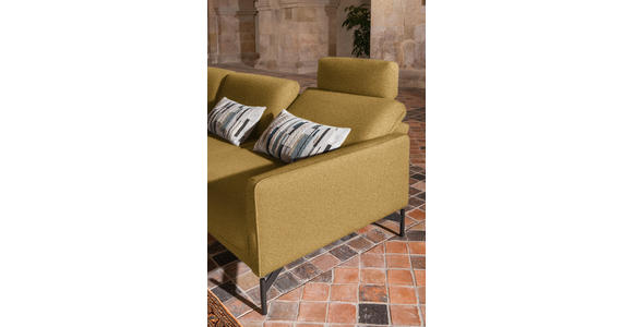 ECKSOFA in Flachgewebe, Struktur Gelb, Grün  - Anthrazit/Gelb, Design, Textil/Metall (230/254cm) - Ambiente