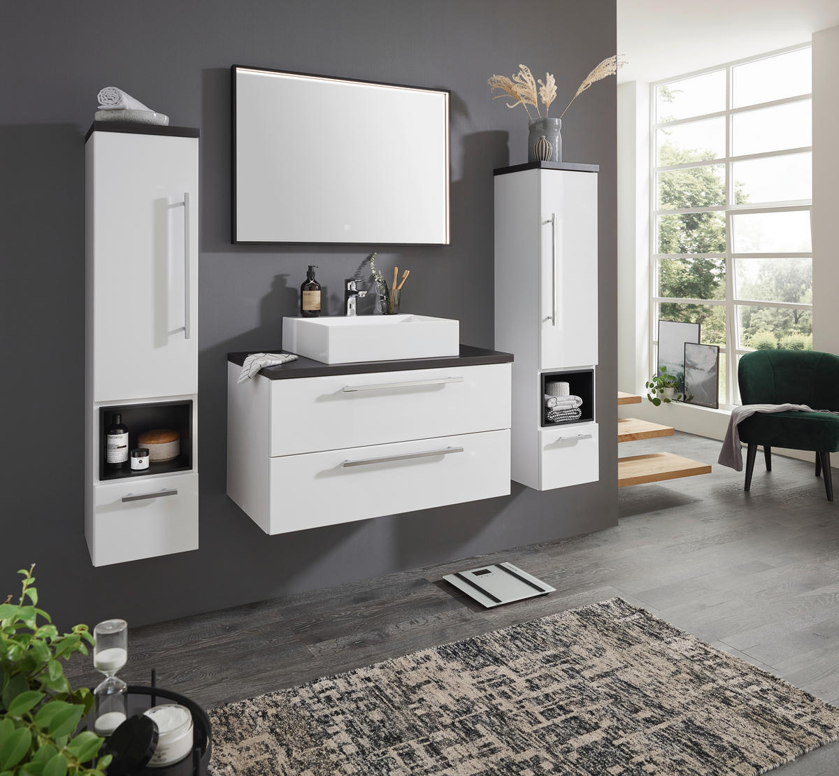 MIDISCHRANK 30/128/30 cm  - Chromfarben/Weiss, Modern, Glas/Holzwerkstoff (30/128/30cm) - Dieter Knoll