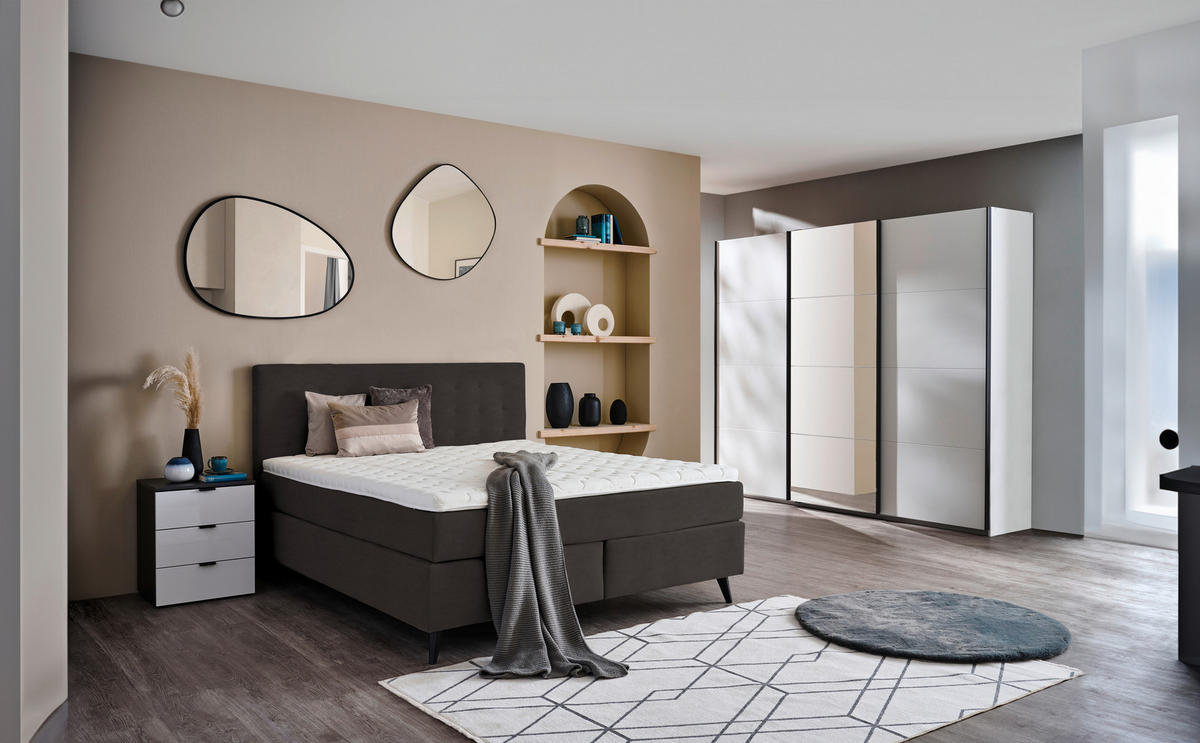 BOXSPRINGBETT 180/200 cm  in Dunkelbraun  - Dunkelbraun/Schwarz, Konventionell, Holz/Textil (180/200cm) - Voleo