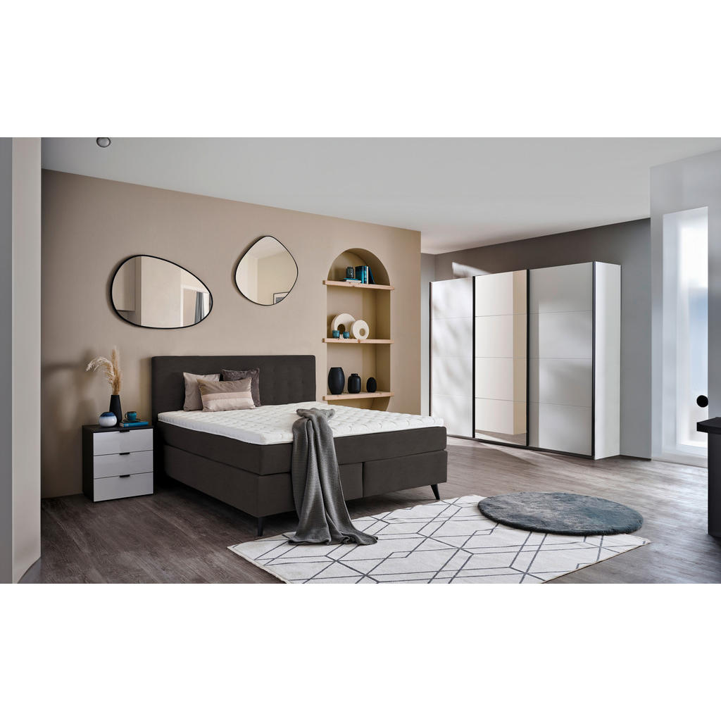 Thumbnail - Voleo Boxspringbett, Dunkelbraun, Textil, H3, Höhe ca. 19 cm, 180x200 cm, Über- und Sondergrößen erhältlich, gepolsterte...