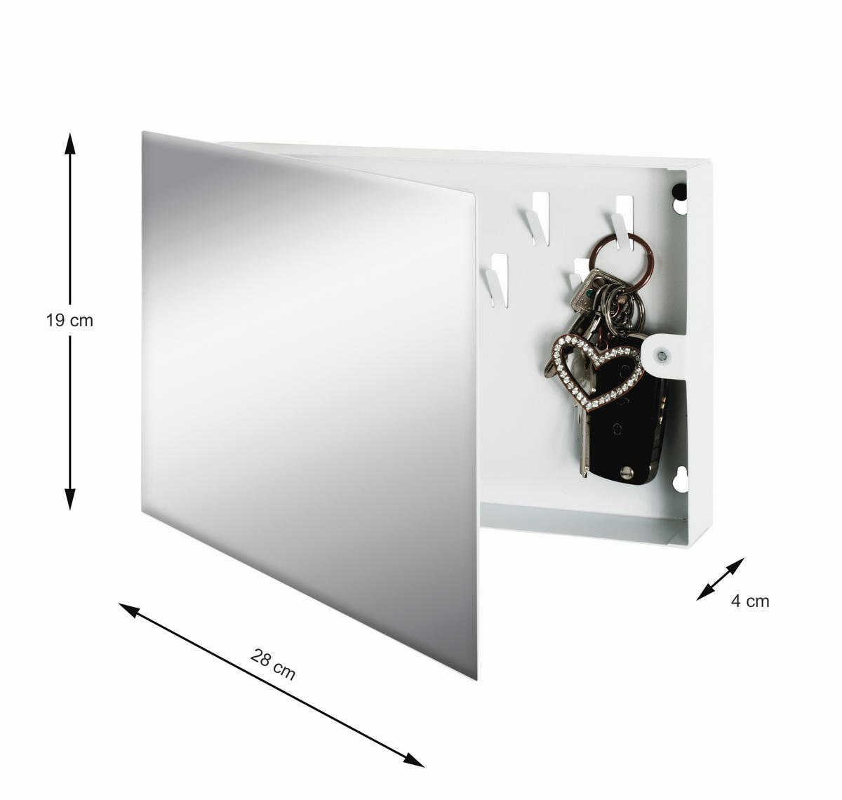 SCHLÜSSELKASTEN Weiß  - Weiß, MODERN, Glas/Metall (28/19/4cm)