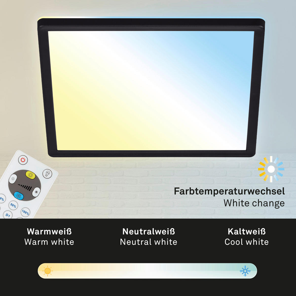 LED-PANEEL 29,3/29,3/2,8 cm   - Schwarz, Design, Kunststoff (29,3/29,3/2,8cm) - Briloner