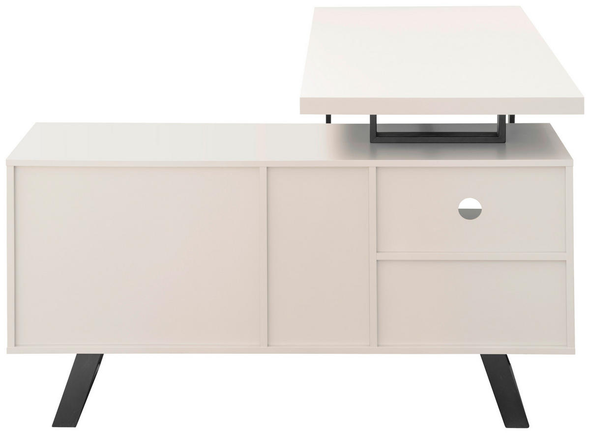 SAROKÍRÓASZTAL  - kasmírszínű/fekete, Modern, faalapú anyag/fém (150/120/75cm) - MID.YOU