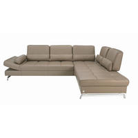 ECKSOFA Loft in Echtleder Braun  299/250 cm  - Alufarben/Braun, Design, Leder/Metall (299/250cm) - Joop!