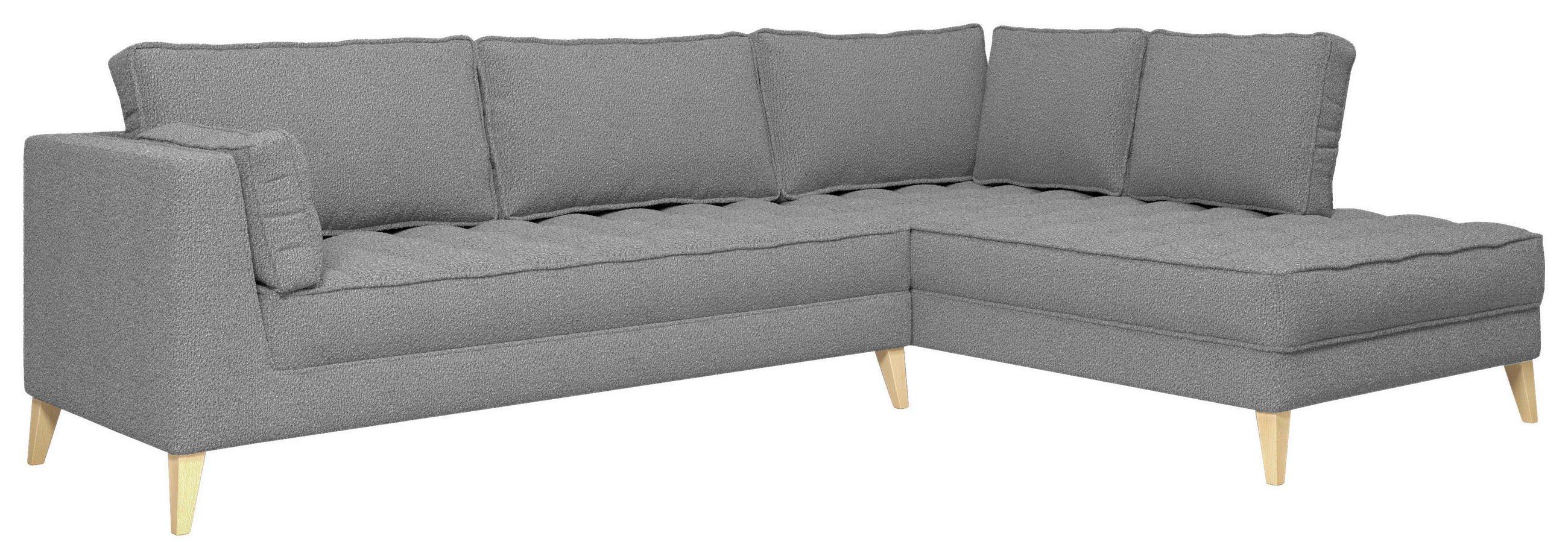 ECKSOFA in Bouclé Taupe  - Taupe/Naturfarben, Design, Holzwerkstoff/Textil (310/204cm) - MID.YOU