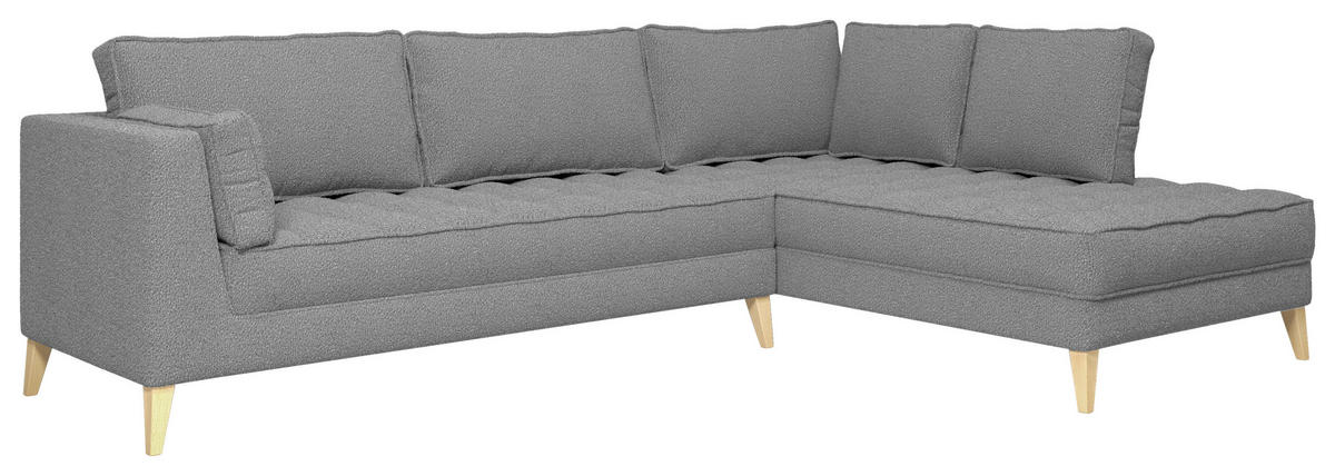 ECKSOFA in Bouclé Taupe  - Taupe/Naturfarben, Design, Holzwerkstoff/Textil (310/204cm) - MID.YOU