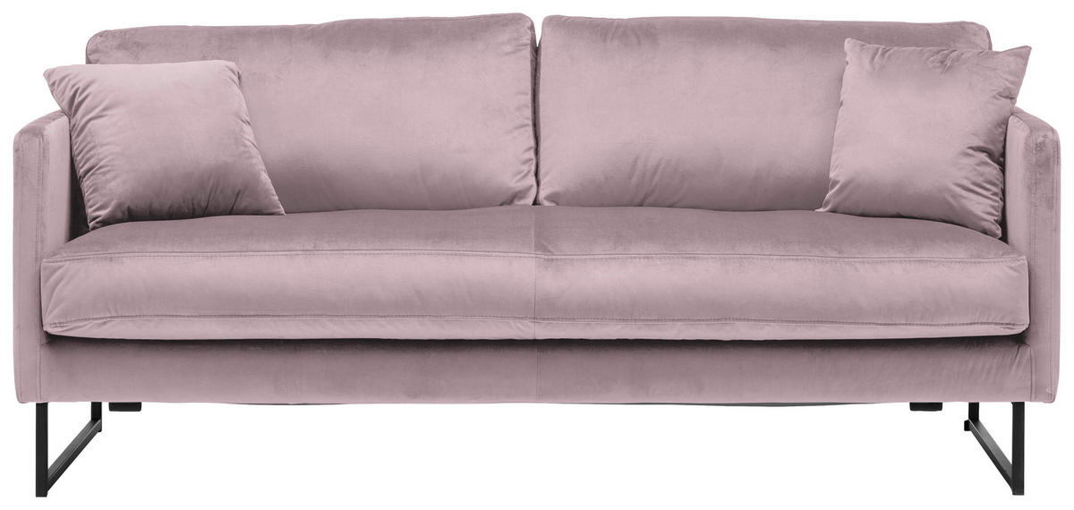 2,5-SITZER Samt Flieder  - Flieder/Schwarz, Design, Textil/Metall (180/78/84cm) - Carryhome