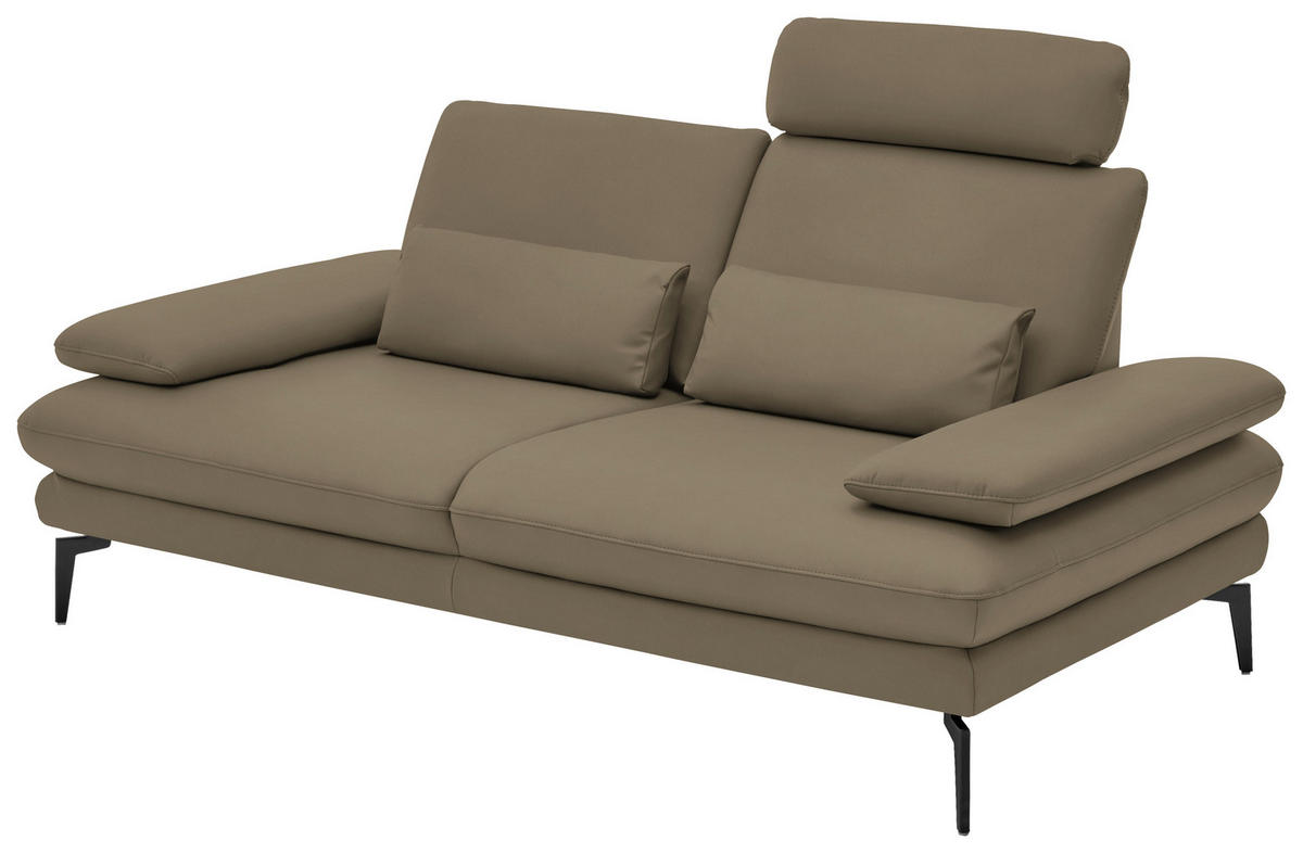 2,5-SITZER in Leder Beige  - Beige/Schwarz, Design, Leder/Metall (196/86/104cm) - Dieter Knoll