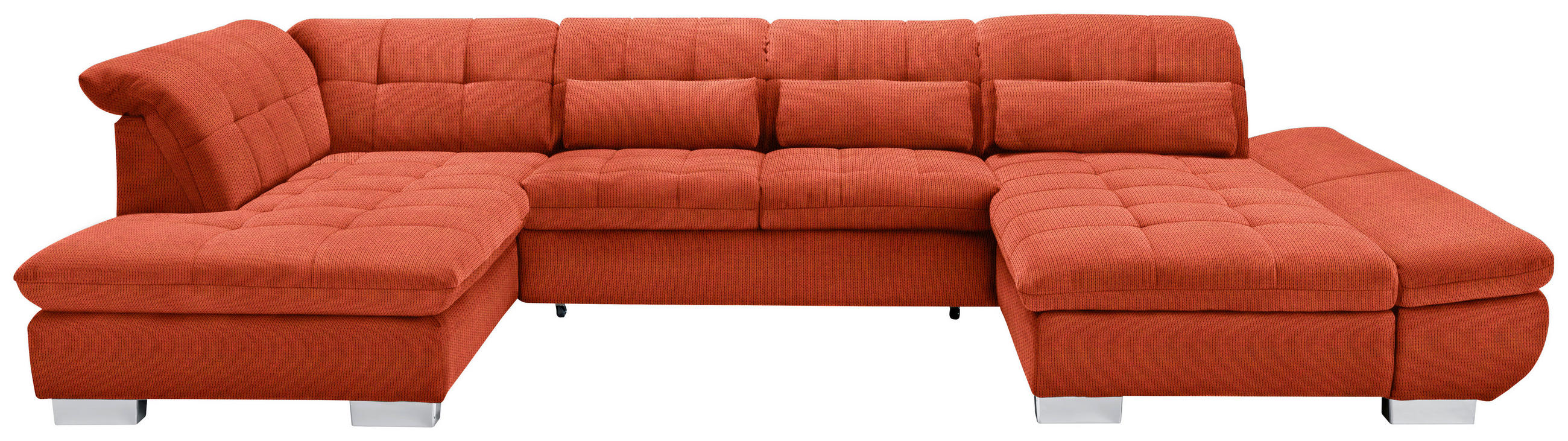 WOHNLANDSCHAFT in Mikrofaser Orange  - Chromfarben/Orange, Design, Kunststoff/Textil (211/350/204cm) - Xora