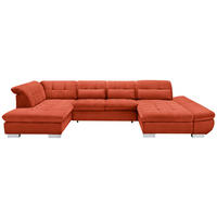 WOHNLANDSCHAFT in Mikrofaser Orange  - Chromfarben/Orange, Design, Kunststoff/Textil (211/350/204cm) - Xora