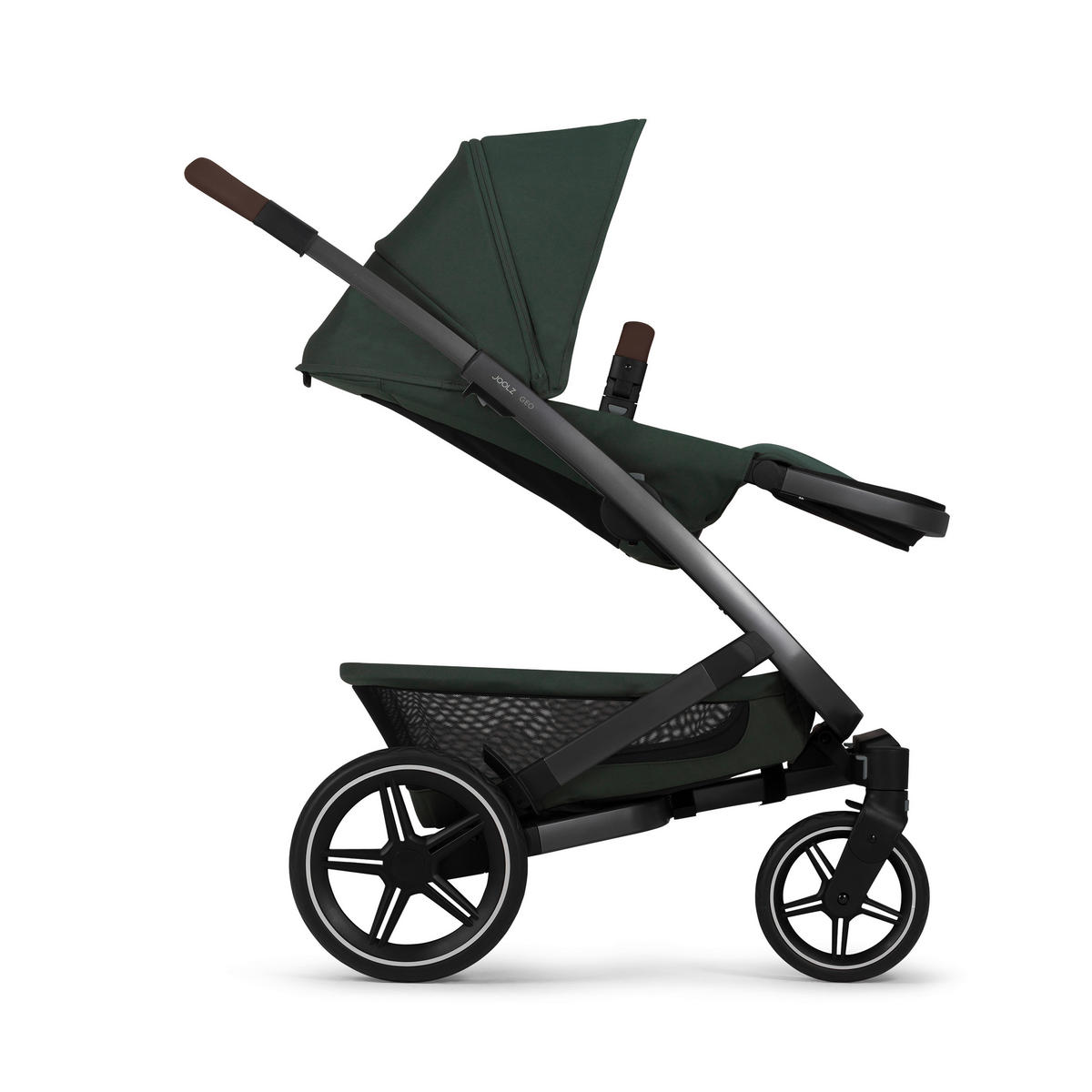 KINDERWAGENSET Geo3 Mono  - Dunkelgrün/Grau, Basics, Textil/Metall (60/92-113/77-105cm) - Joolz