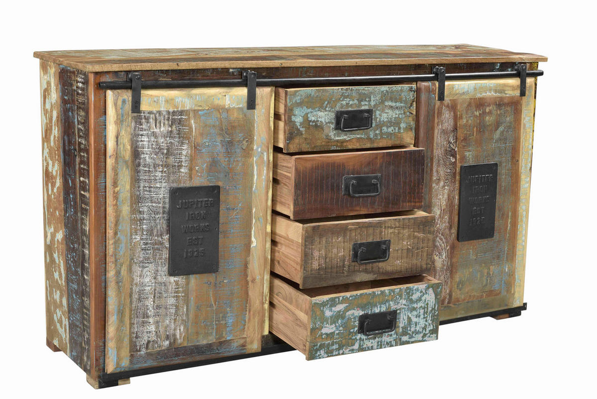 SIDEBOARD  150/81/38 cm 4 Schublade(n)  - Multicolor/Schwarz, Design, Holz/Metall (150/81/38cm) - MID.YOU