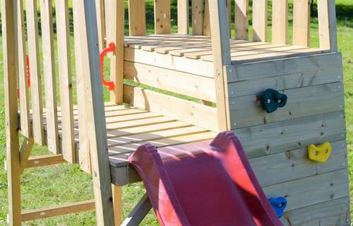 SPIELTURM 340/270/290 cm  - Rot/Naturfarben, KONVENTIONELL, Holz (340/270/290cm) - Ambia Garden
