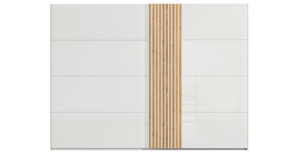 SCHWEBETÜRENSCHRANK in Weiß, Eichefarben - Eichefarben/Weiß, Design, Glas/Holzwerkstoff (301/223/68cm) - Novel