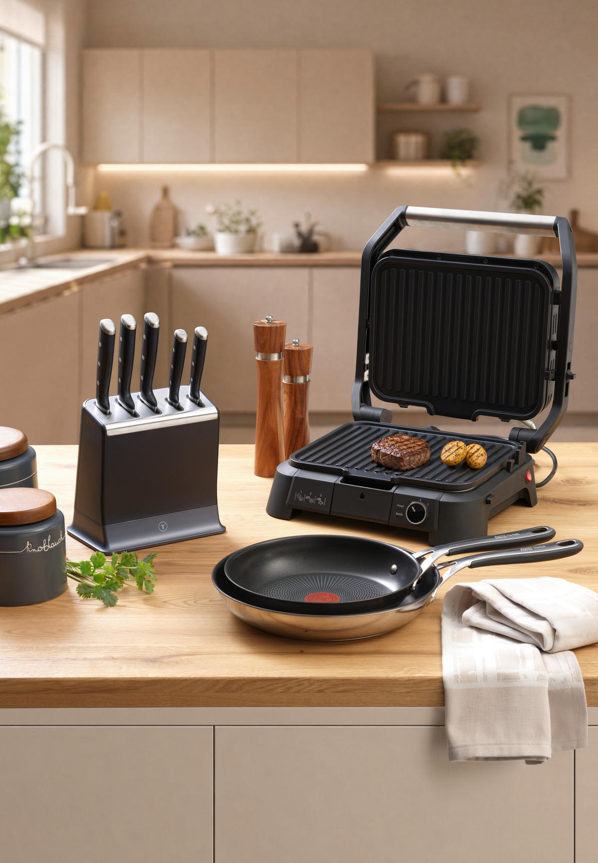 MESSERBLOCK EverSharp Pro 6-teilig  - Dunkelblau, KONVENTIONELL, Kunststoff/Metall - Tefal
