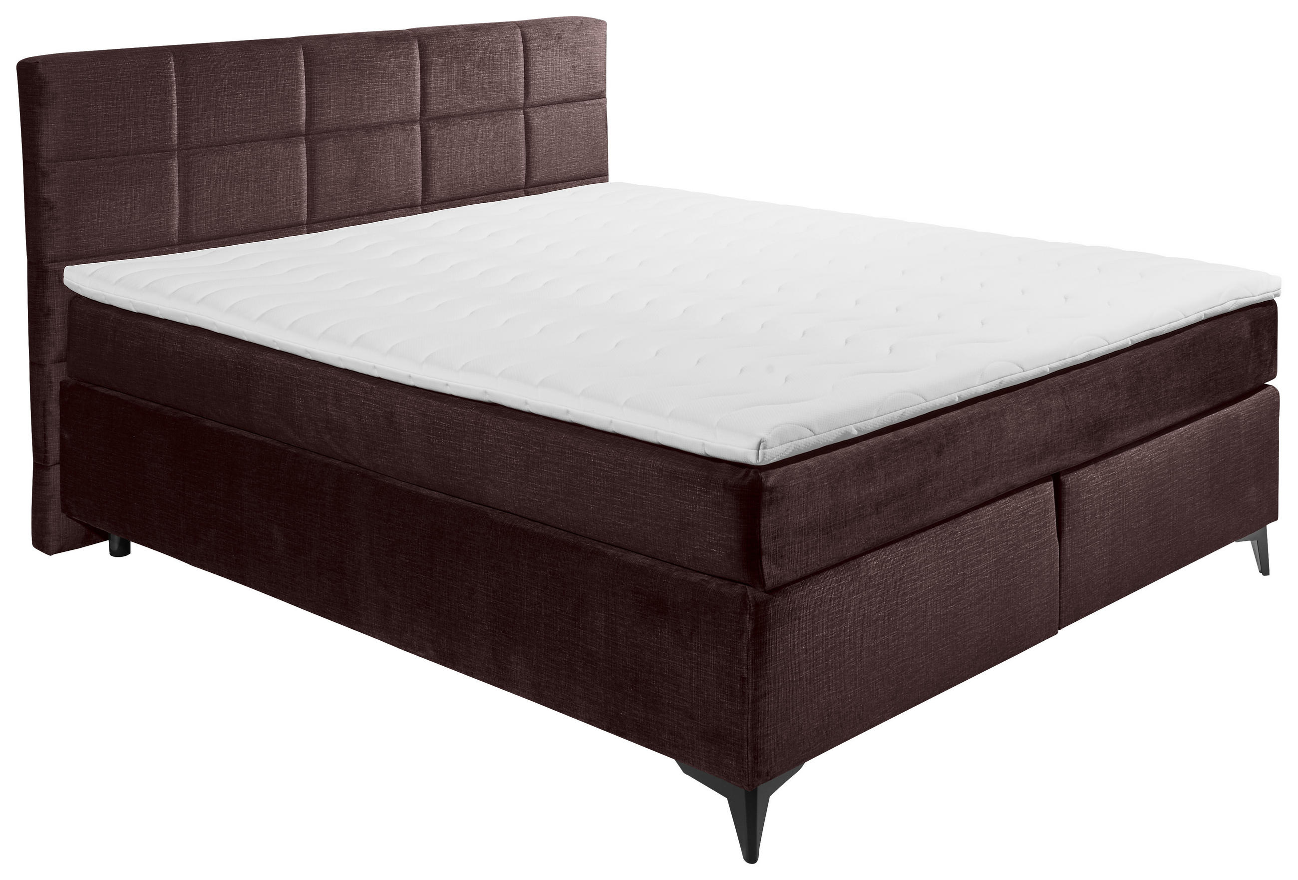 BOXSPRINGBETT 180/200 cm  in Aubergine  - Aubergine/Schwarz, Design, Holzwerkstoff/Kunststoff (180/200cm) - Xora
