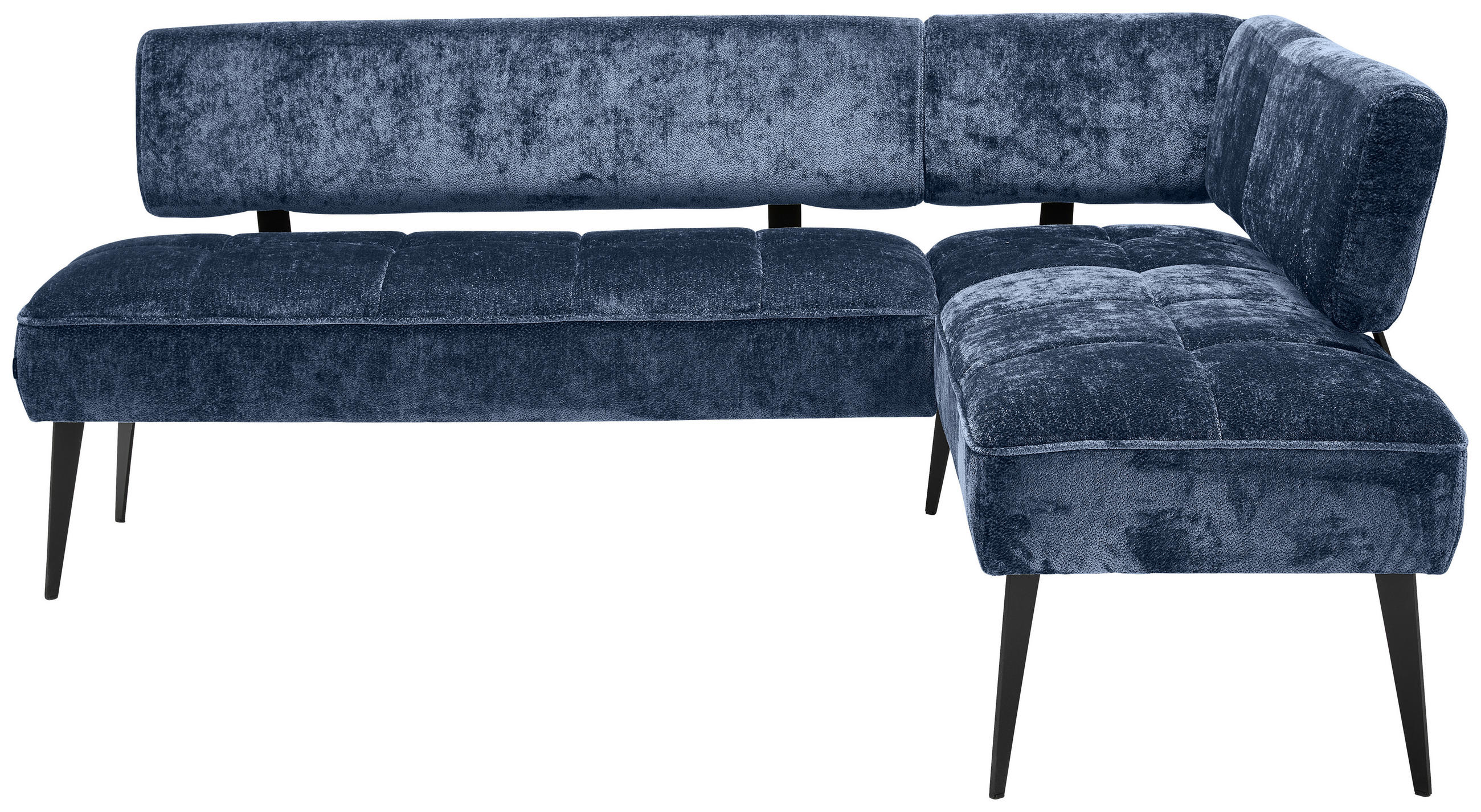 ECKBANK 212/162 cm Webstoff Dunkelblau Metall   - Schwarz/Dunkelblau, MODERN, Textil/Metall (212/162cm) - Welnova