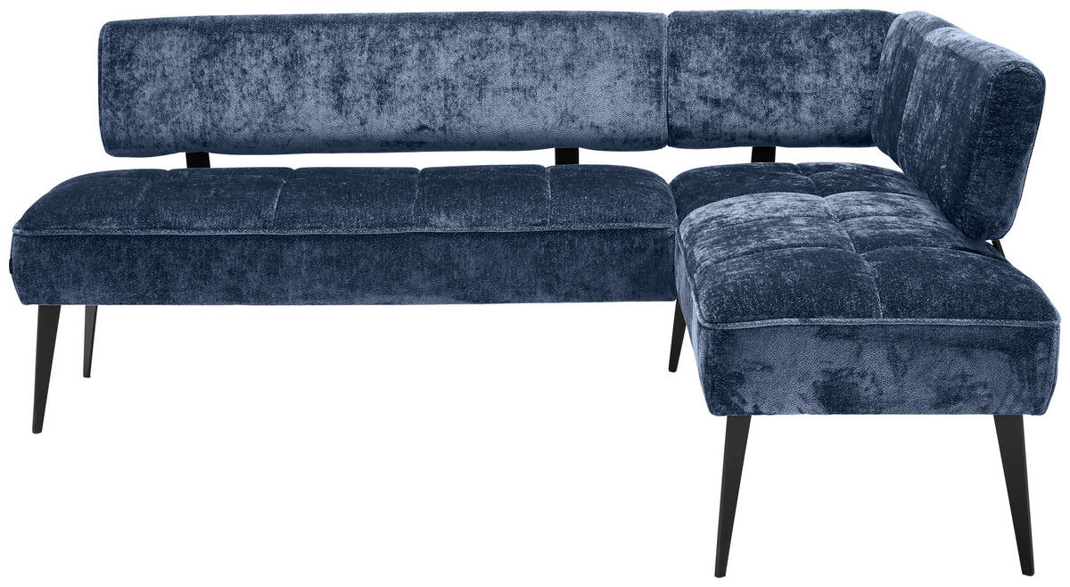 ECKBANK 212/162 cm Webstoff Dunkelblau Metall   - Schwarz/Dunkelblau, MODERN, Textil/Metall (212/162cm) - Welnova