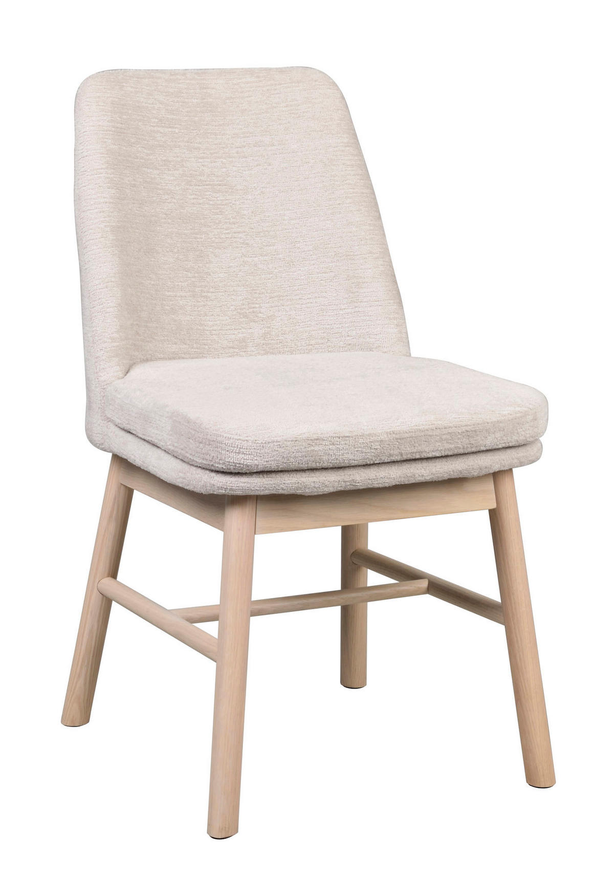 STOL bouclé  - vit/beige, Klassisk, trä/textil (49/84/58cm) - Rowico