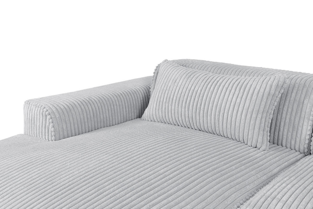 ECKSOFA BILLUND in Cord Hellgrau  294/165 cm  - Hellgrau/Schwarz, KONVENTIONELL, Holzwerkstoff/Kunststoff (294/165cm) - Livetastic