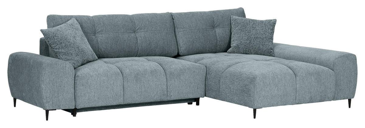 ECKSOFA Dunkelgrau Flachgewebe  - Dunkelgrau/Schwarz, KONVENTIONELL, Textil/Metall (295/180cm) - Carryhome