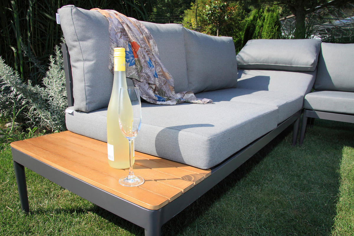LOUNGEGARNITUR   243/68/243 cm  - Anthrazit/Silberfarben, Basics, Holz/Textil (243/68/243cm) - Acamp