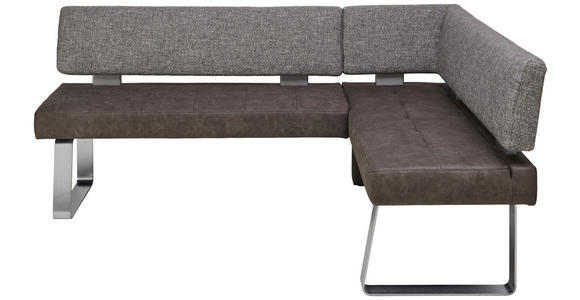 ECKBANK 180/133 cm  in Grau, Edelstahlfarben  - Edelstahlfarben/Grau, Design, Textil/Metall (180/133cm) - Moderano