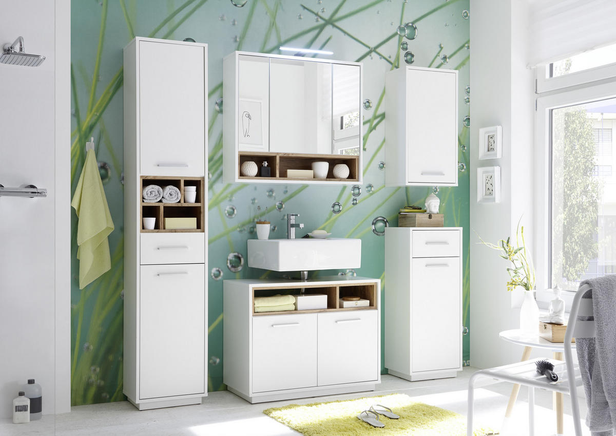 WASCHBECKENUNTERSCHRANK 80/64/40 cm  - Eichefarben/Alufarben, Design, Holzwerkstoff/Kunststoff (80/64/40cm) - MID.YOU