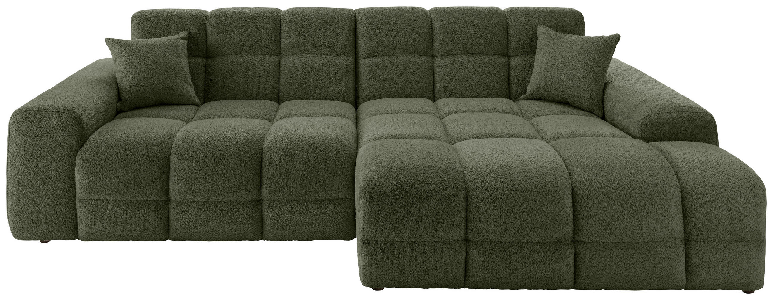 ECKSOFA in Bouclé Dunkelgrün  - Dunkelgrün/Schwarz, Modern, Kunststoff/Textil (301/152cm) - Livetastic