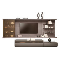 WOHNWAND  Grau, Eiche dunkel 349,2/182/46 cm  - Eiche dunkel/Grau, Design, Glas/Holz (349,2/182/46cm) - Belluti