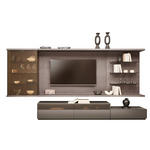 WOHNWAND in Grau, Eiche dunkel 349,2/182/46 cm - Eiche dunkel/Grau, Design, Glas/Holz (349,2/182/46cm) - Belluti