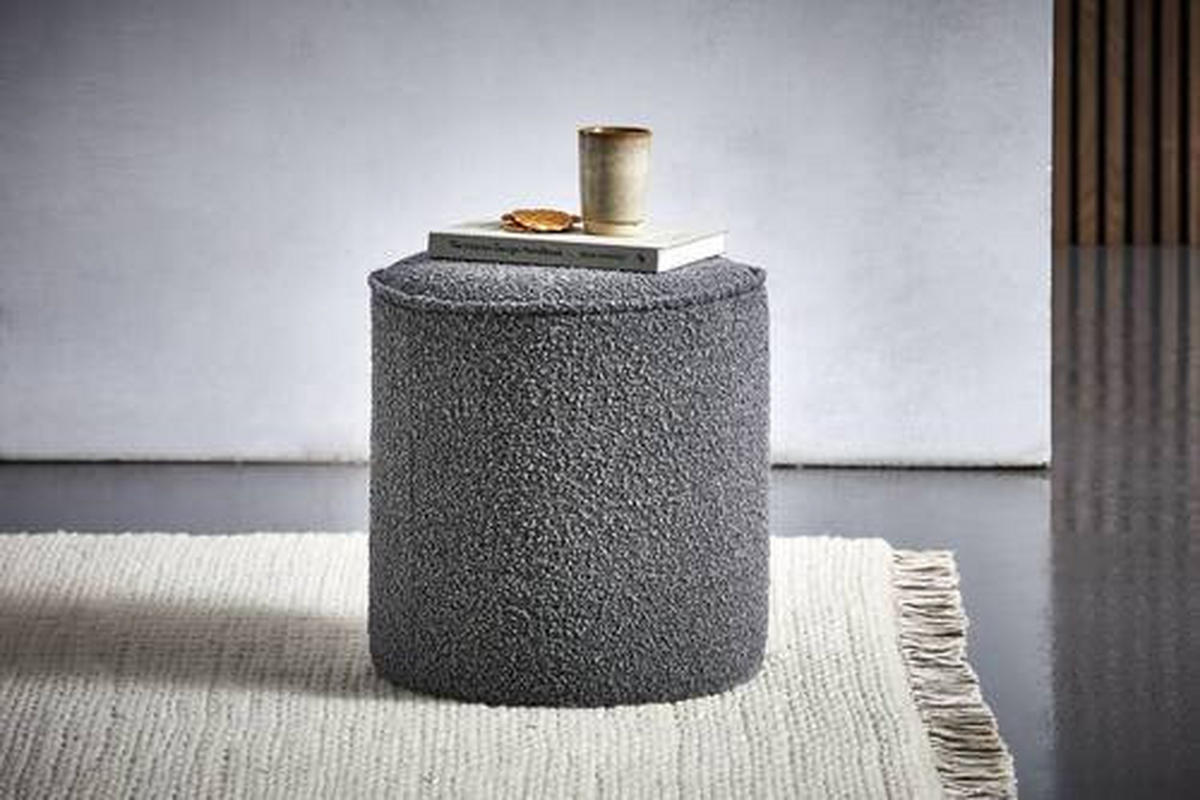 HOCKER Bouclé Dunkelgrau  - Dunkelgrau, Trend, Textil (40/40/40cm) - Xora