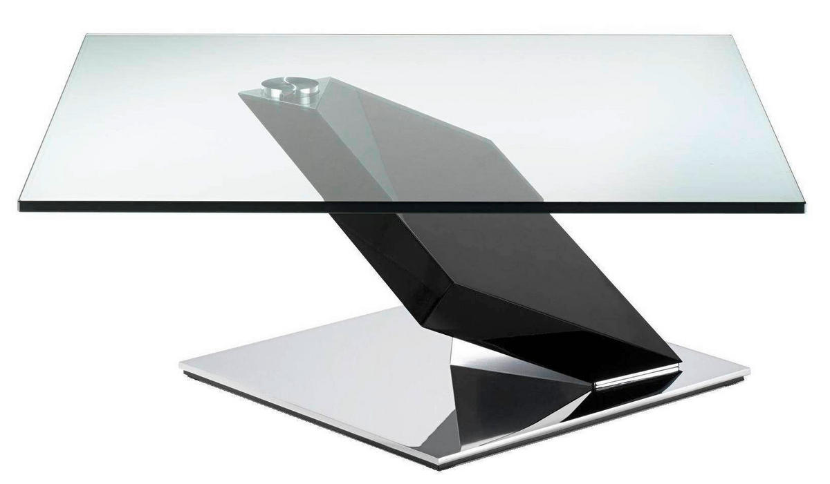 COUCHTISCH Sicherheitsglas, ESG, Klarglas 95/95/41 cm quadratisch Anthrazit  - Chromfarben/Anthrazit, Design, Glas/Holzwerkstoff (95/95/41cm) - Bacher