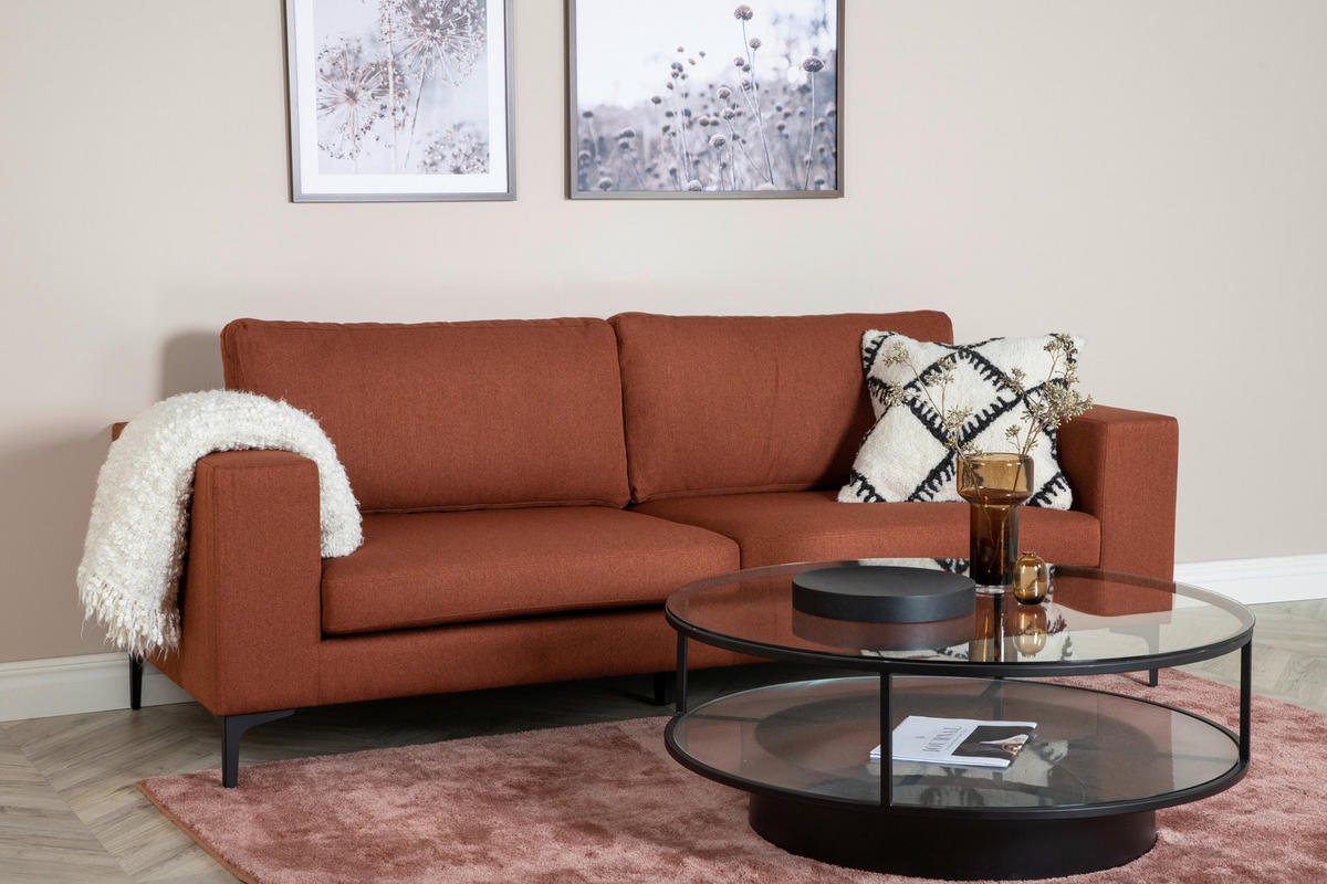 2-SITZER-SOFA Schwarz, Rostfarben  - Rostfarben/Schwarz, Design, Kunststoff/Textil (215/84/88cm) - Livetastic