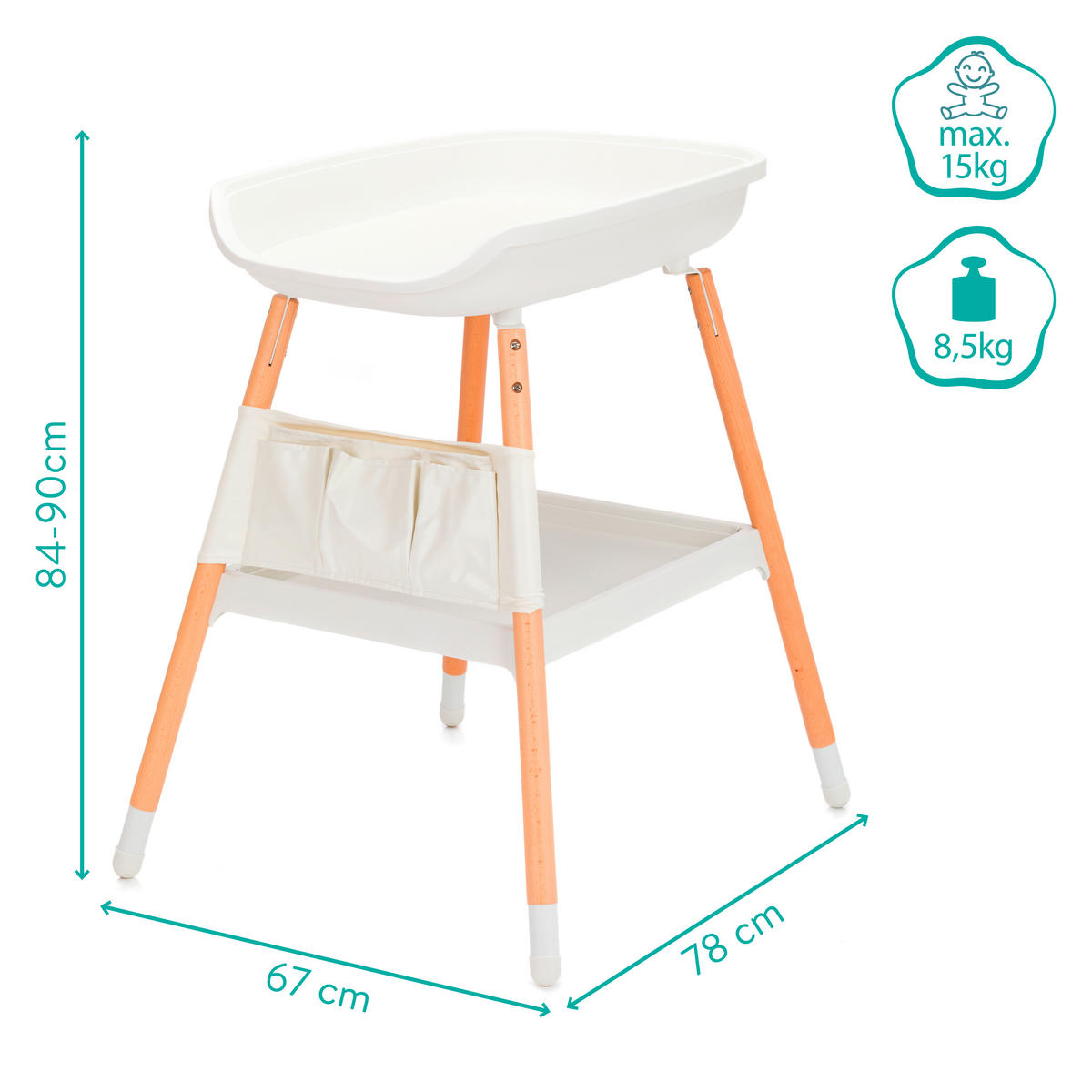 STO ZA PRESVLAČENJE   - bela, Osnovno, drvo/plastika (67/90/78cm) - Fillikid