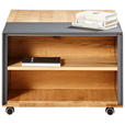 COUCHTISCH Eiche massiv Farbglas 75/60/41,5 cm rechteckig Anthrazit, Eichefarben  - Eichefarben/Anthrazit, Design, Glas/Holz (75/60/41,5cm) - Waldwelt