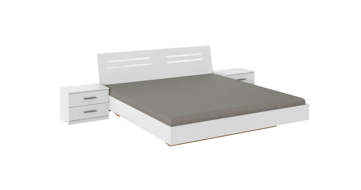 Pat 160x200 cm  in alb, culoare crom   - alb/culoare crom, Basics, material pe bază de lemn (169/81/210cm) - Carryhome