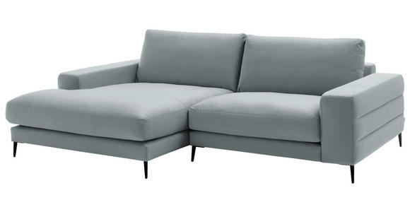 ECKSOFA in Velours Hellgrau 177/253 cm - Hellgrau/Schwarz, Design, Textil/Metall (177/253cm) - Dieter Knoll