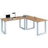 ECKSCHREIBTISCH 130/130/76 cm  in Silberfarben, Honigeiche  - Honigeiche/Silberfarben, Design, Holzwerkstoff/Metall (130/130/76cm) - MID.YOU