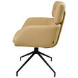 ARMLEHNSTUHL  Lederauswahl, Wippfunktion, Sitzfläche 360° drehbar  Echtleder  - Hellbraun/Schwarz, Design, Leder/Metall (62/92/66cm) - Dieter Knoll