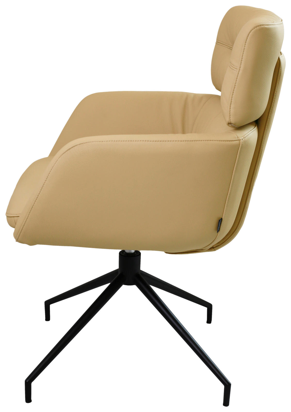 ARMLEHNSTUHL  in Eisen Echtleder pigmentiert  - Hellbraun/Schwarz, Design, Leder/Metall (62/92/66cm) - Dieter Knoll