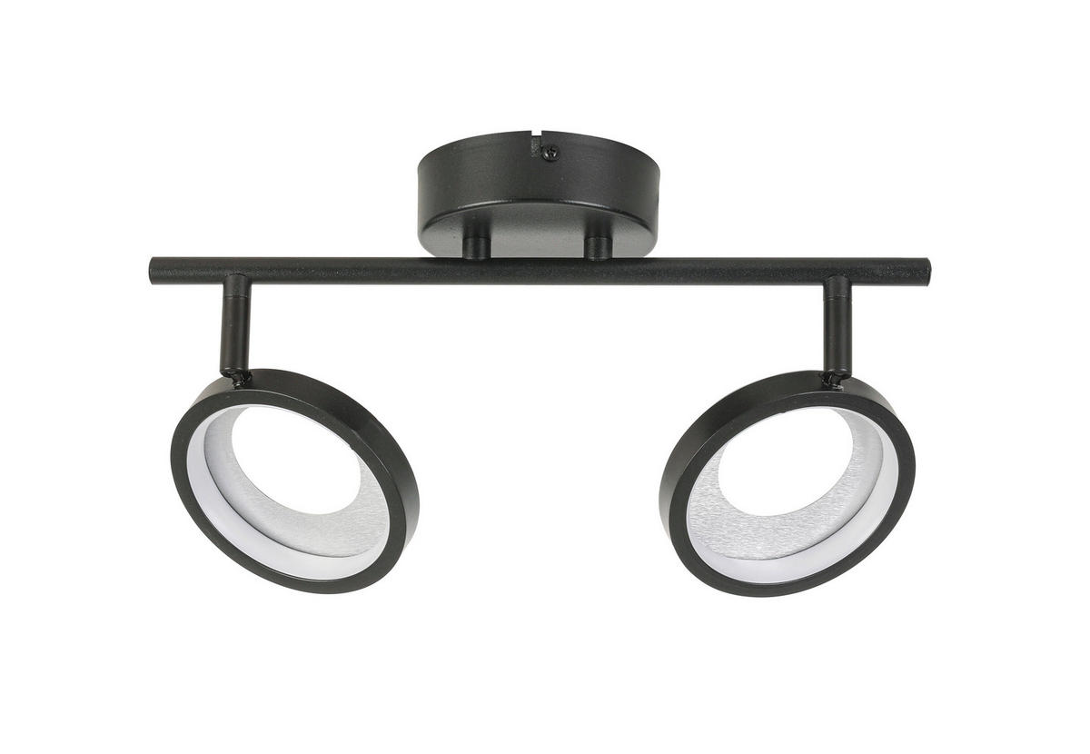 LED-STRAHLER Granada 35/12/19 cm   - Schwarz/Alufarben, Basics, Kunststoff/Metall (35/12/19cm) - Novel