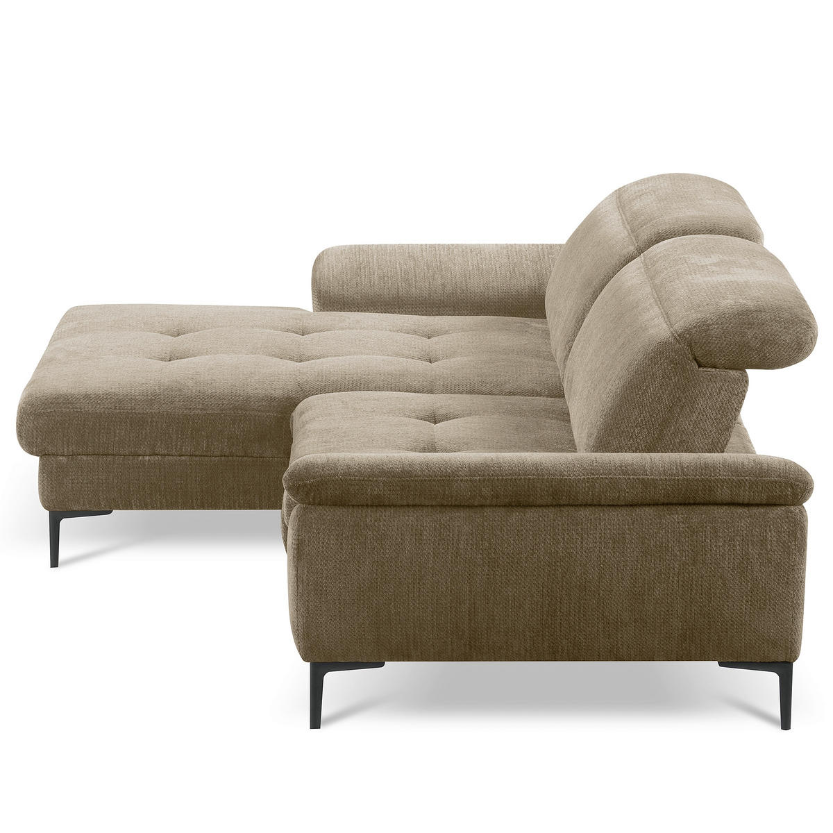 ECKSOFA  Webstoff Taupe  - Taupe/Schwarz, Design, Textil/Metall (195/268cm) - Livetastic