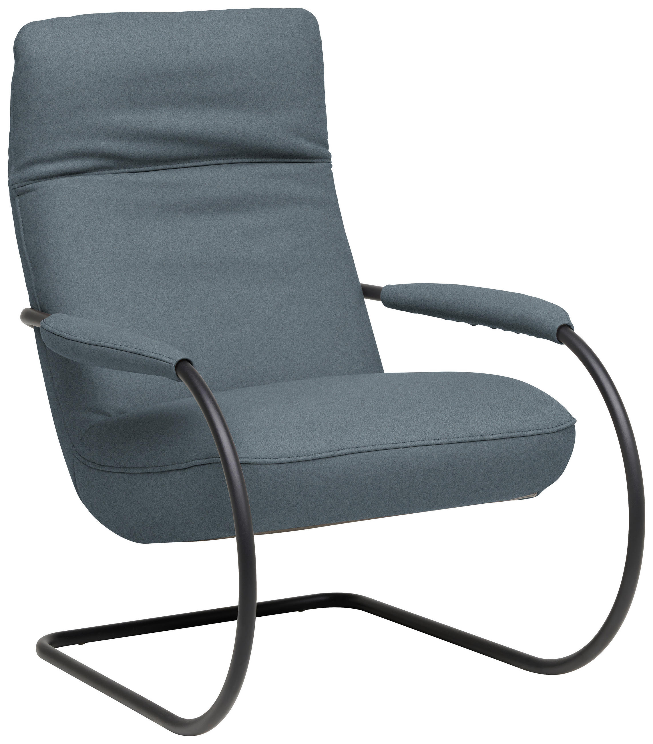 SESSEL in Echtleder Blau  - Blau/Schwarz, Design, Leder/Metall (80/104/99cm) - Koinor