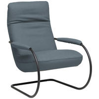 SESSEL in Echtleder Blau  - Blau/Schwarz, Design, Leder/Metall (80/104/99cm) - Koinor